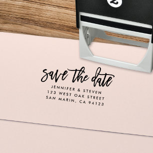 Tampon Auto-encreur Script Chic Moderne Enregistrer La Date Adresse De