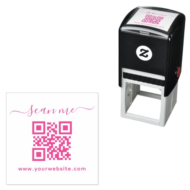 Tampon Auto-encreur Script custom text and QR code   (En situation)