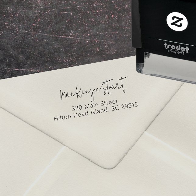 Tampon Auto-encreur Script d'adresse de retour minimal simple et moder (Créateur téléchargé)