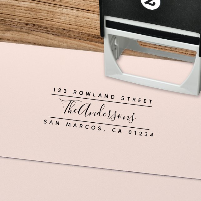 Tampon Auto-encreur Script de calligraphie moderne Split Adresse de re (Créateur téléchargé)