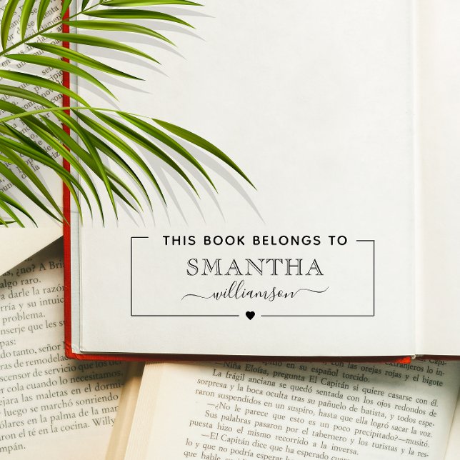 Tampon Auto-encreur Script élégant moderne Ce livre appartient à (Créateur téléchargé)