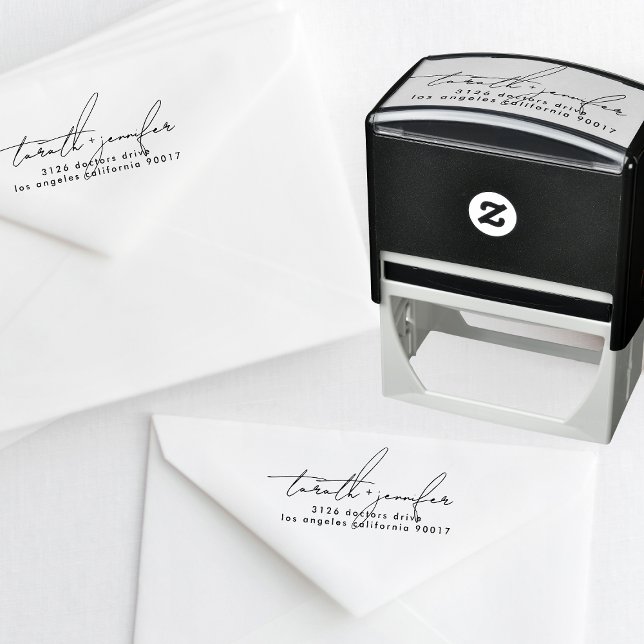 Tampon Auto-encreur Script élégant Moderne Noms Personnalisés Mariage  (Créateur téléchargé)