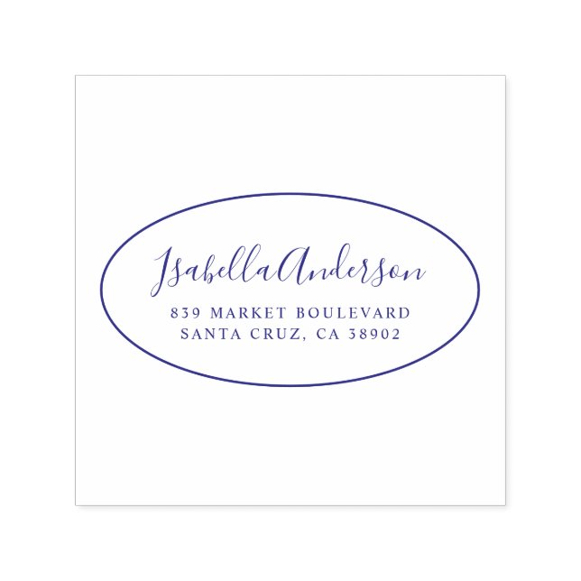 Tampon Auto-encreur Script élégant | Nom personnalisé et adresse de re (Design)