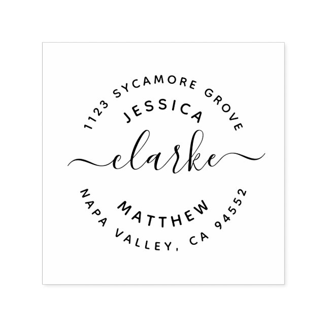 Tampon Auto-encreur Script Lettré à la main Couples mariés Adresse (Design)