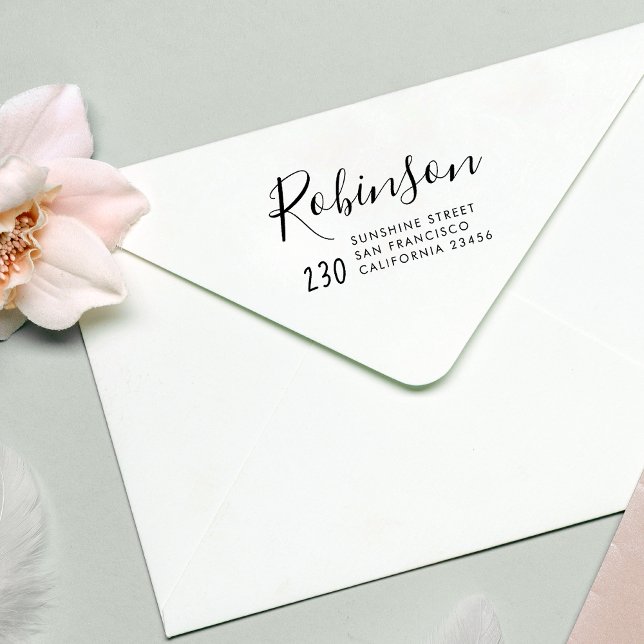 Tampon Auto-encreur Script manuscrit mignon Nom de famille Adresse de  (Créateur téléchargé)