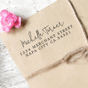Tampon Auto-encreur Script manuscrit minimal - Adresse de retour moder