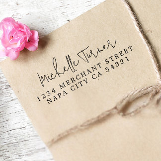 Tampon Auto-encreur Script manuscrit minimal - Adresse de retour moder