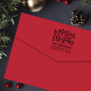 Tampon Auto-encreur Script moderne Joyeux Noël Adresse de retour