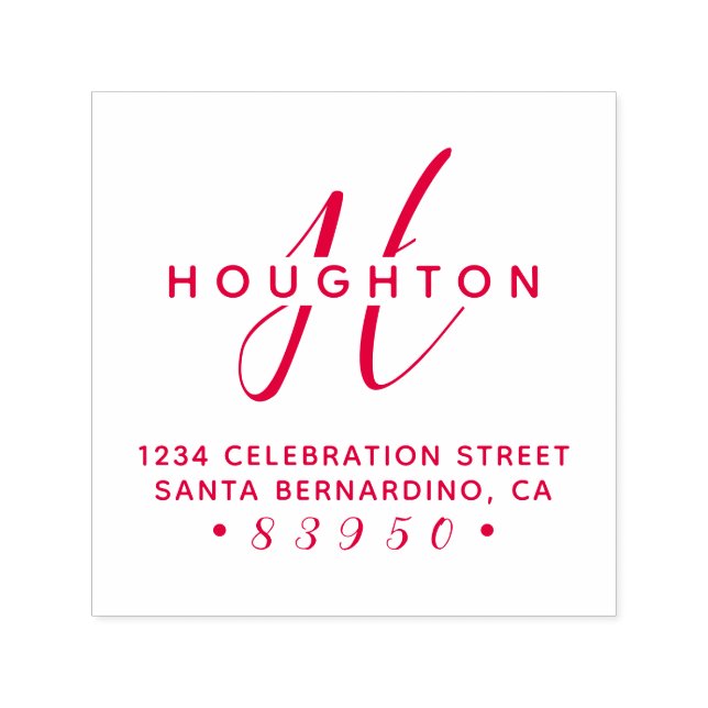 Tampon Auto-encreur Script Monogramme élégant Nom de famille Adresse d (Design)