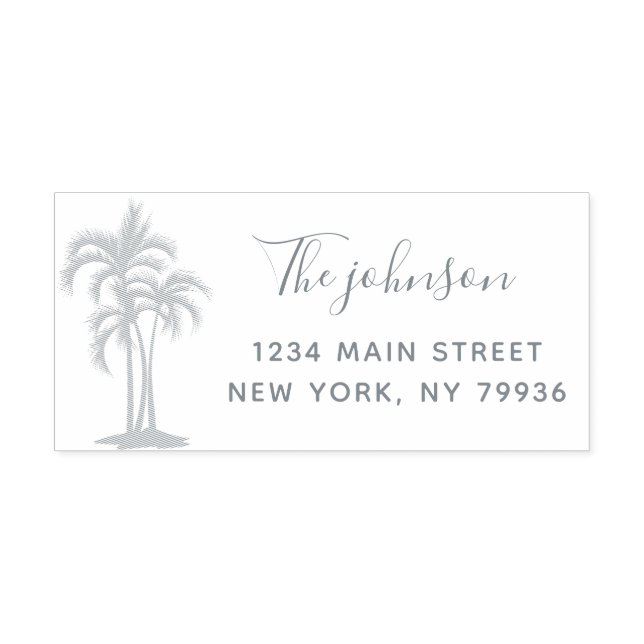 Tampon Auto-encreur Script Palm Trees Nom de famille Adresse de retour (Design)