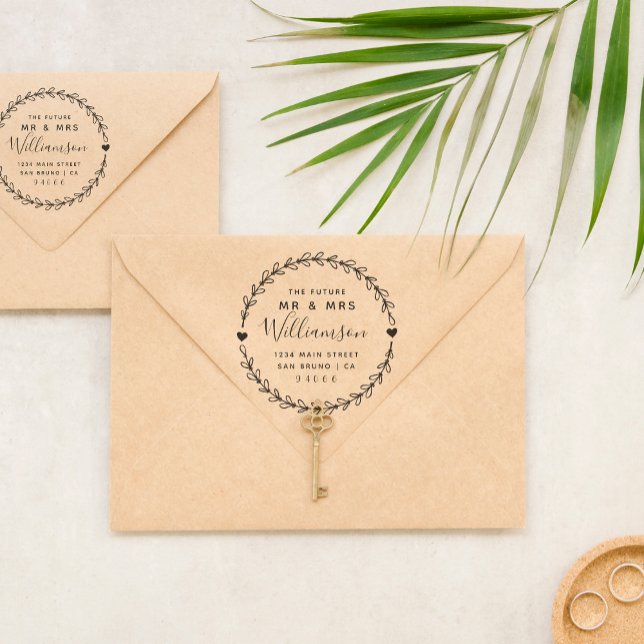 Tampon Auto-encreur Script personnalisé Futur M & Mme Adresse de retou (Créateur téléchargé)