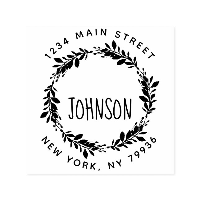 Tampon Auto-encreur Script personnalisé Nom de famille Ronde Adresse d (Design)