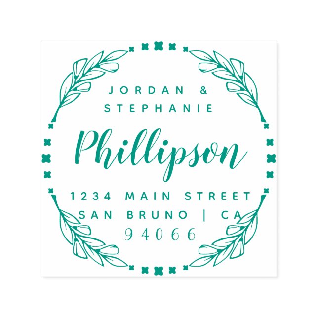 Tampon Auto-encreur Script rustique tiré à la main Marié Couple Retour (Design)