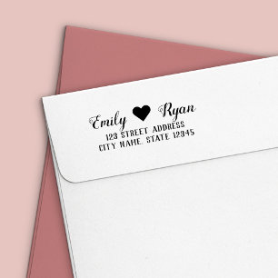 Tampon Auto-encreur Script stylé Coeur Couple Adresse de retour