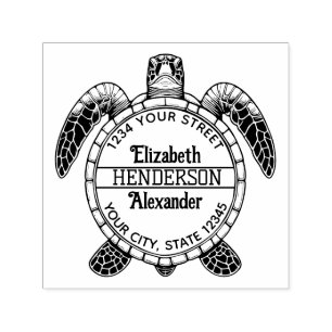 Tampon Auto-encreur Sea Turtle Belly View Nom Adresse de retour