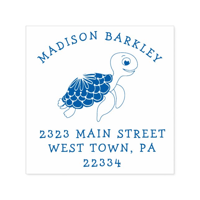 Tampon Auto-encreur Sea Turtle Kid Cute Retourner Adresse Timbre (Design)