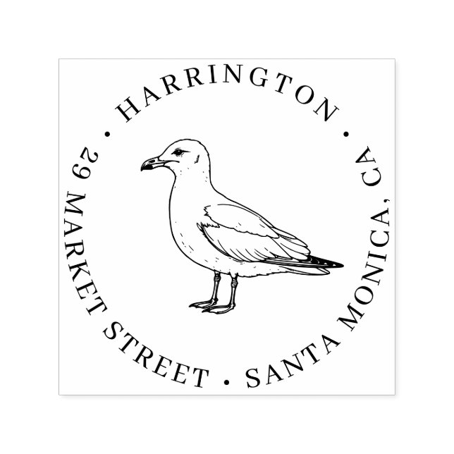 Tampon Auto-encreur Seagull Family Return Adresse - Coastal Elegance (Design)