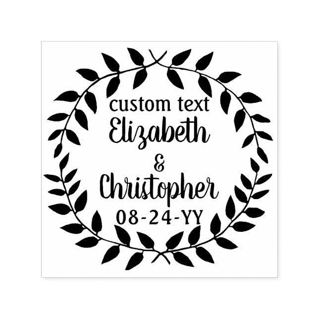Tampon Auto-encreur Serre Rustique Laurel Script simple Mariage campag (Design)