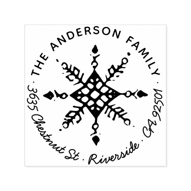 Tampon Auto-encreur Shabby Flambeau de neige Noël Adresse de vacances  (Design)