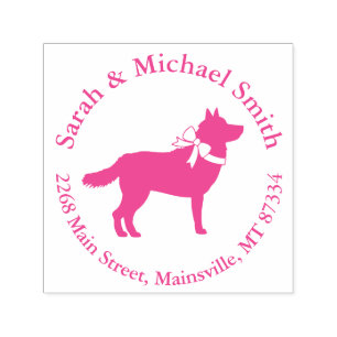 Tampon Auto-encreur Sibérie Husky Baby shower Chien Chien Chiot rose C
