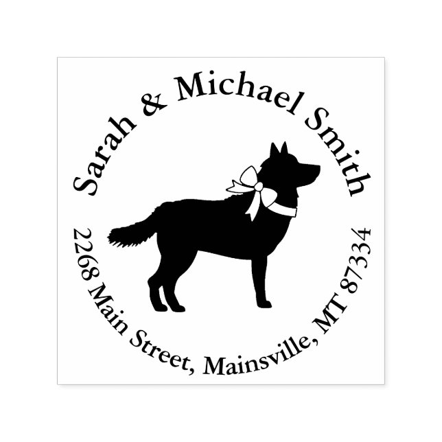 Tampon Auto-encreur Sibérie Husky Chien Baby shower Chien Chiot Gris (Design)