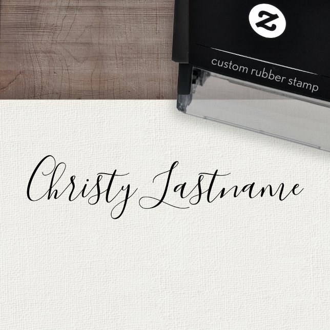 Tampon Auto-encreur Signature - Script manuscrit - Texte de 1 ligne (Custom Self-inking Rubber Stamp)