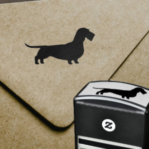 Tampon Auto-encreur Silhouette à poils durs Dachshund   Wiener Dog