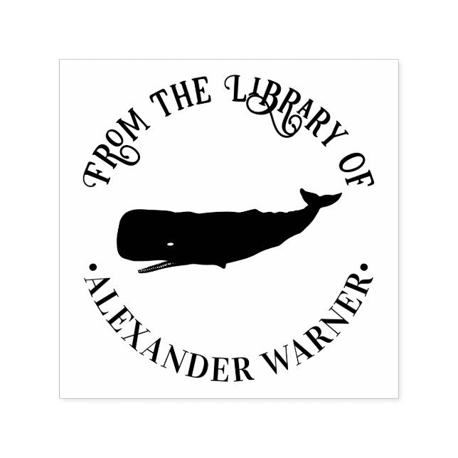 Tampon Auto-encreur Silhouette de baleine Thème nautique Nom de la bib (Design)