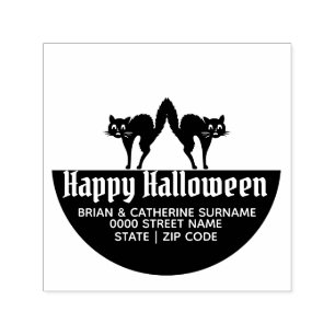 Tampon Auto-encreur Silhouette de chat fun halloween adresse de retour