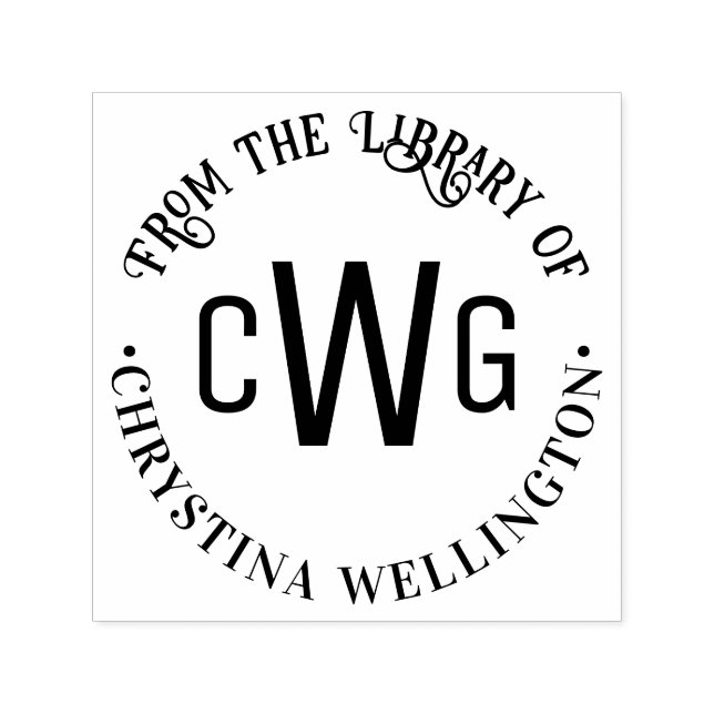 Tampon Auto-encreur Simple 3 Lettre initiale Monogramme #1 Livre de bi (Design)