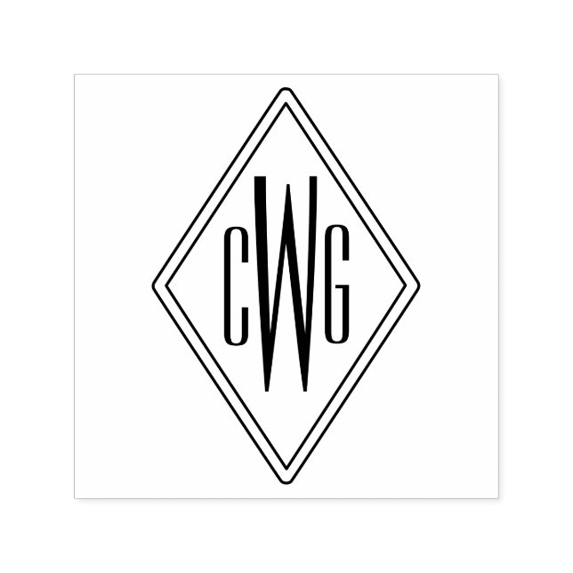 Tampon Auto-encreur Simple 3 Lettre initiale Monogramme #5 Cadre diama (Design)