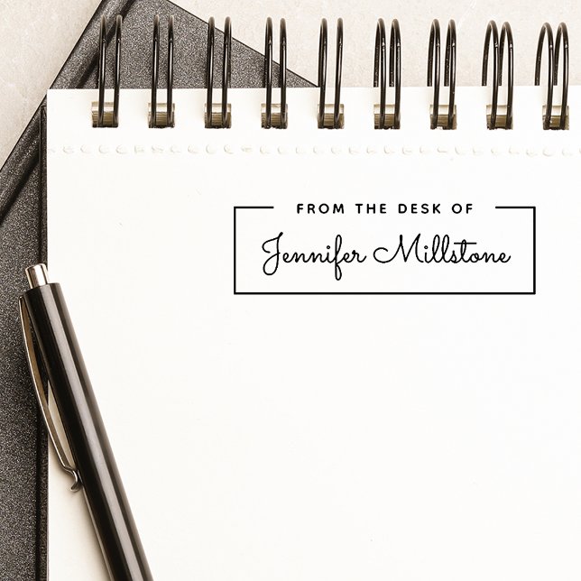 Tampon Auto-encreur Simple à partir du bureau du nom du script (Simple From the Desk of Script Name Self-inking Stamp)