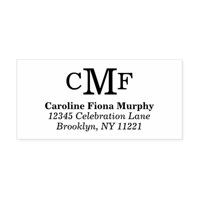 Tampon Auto-encreur Simple Basic Modern 3 Monogramme Couleur personnal (Design)