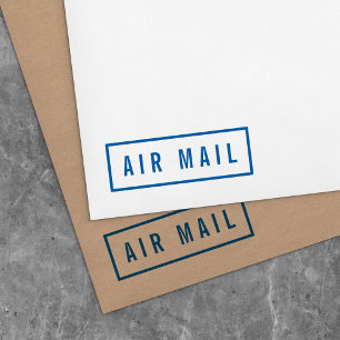 Tampon Auto-encreur Simple Bordure Gras Bleu Courrier Avion