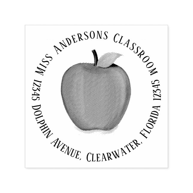 Tampon Auto-encreur Simple Cute Adresse de retour Apple Typographie (Design)