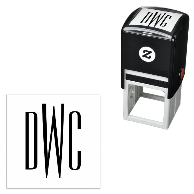 Tampon Auto-encreur Simple Élégant 3 Lettre initiale Monogramme #8 Emb (En situation)