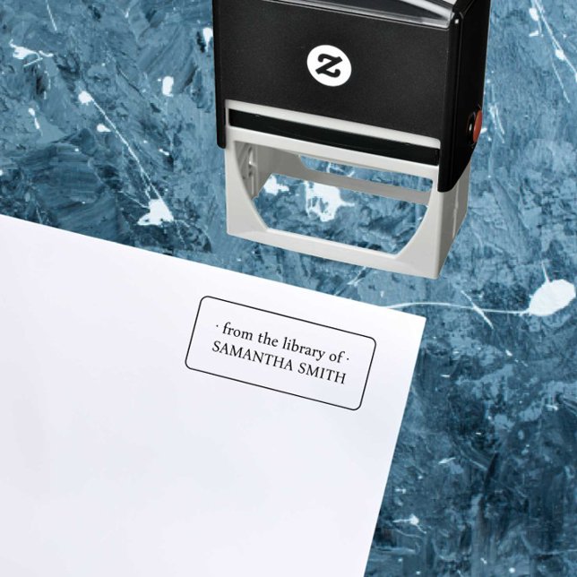 TAMPON AUTO-ENCREUR  SIMPLE ÉLÉGANT NOM CADRE LIBRAIRIE DE LIVRAISON (Créateur téléchargé)