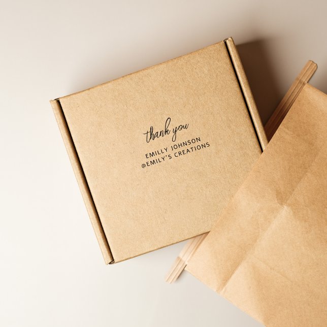 Tampon Auto-encreur Simple Modern Handwriting Thank You Business (Créateur téléchargé)