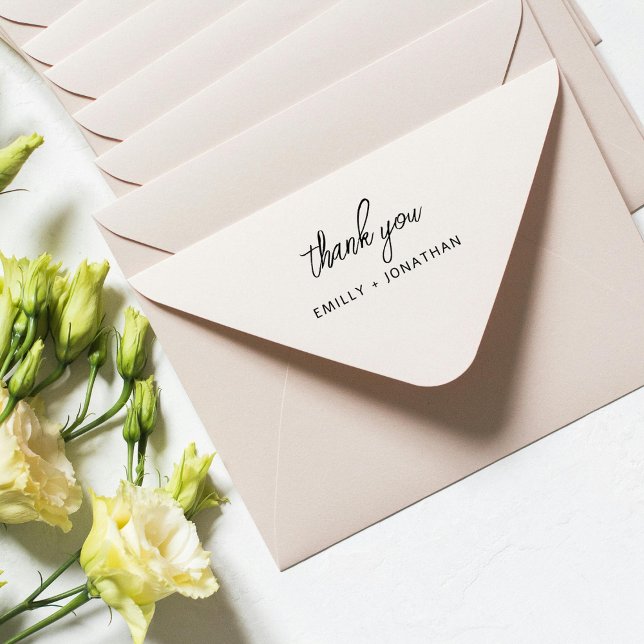 Tampon Auto-encreur Simple Modern Handwriting Wedding Thank You (Créateur téléchargé)
