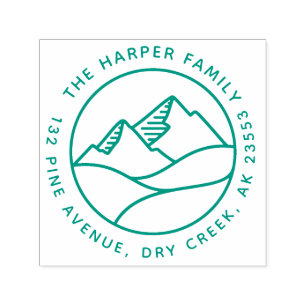 Tampon Auto-encreur Simple Modern Mountain Landcape Adresse familiale