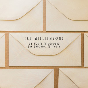 Tampon Auto-encreur Simple Modern Retro Font Famille Adresse de retour