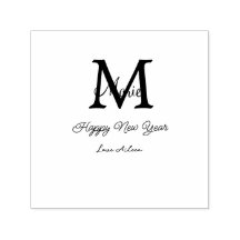 simple monogramme bonne année gris nom 