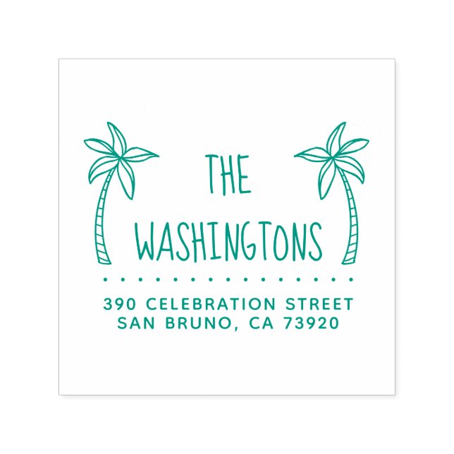 Tampon Auto-encreur Simple Palm Trees Nom de famille Adresse de retour (Design)