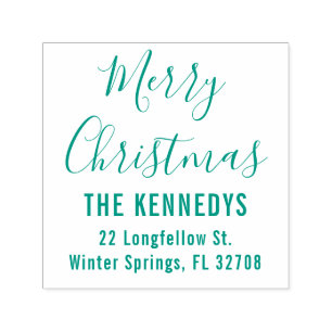 Tampon Auto-encreur Simple Script Joyeux Noël Adresse de famille