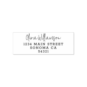 Tampon Auto-encreur Simple Script Simple Minimal Modern Return Adresse