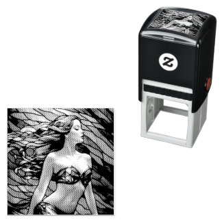 Tampon Auto-encreur Sirène arc-en-ciel en verre