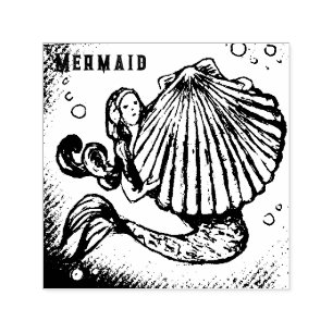 Tampon Auto-encreur Sirène avec dessin de coquille de mer