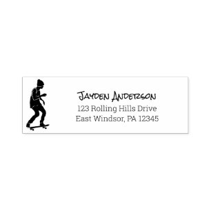 Tampon Auto-encreur Skateboarder, Skateboard Theme Return Adresse
