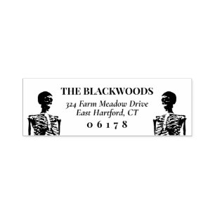 Tampon Auto-encreur Skeletons Goth Halloween Nom et adresse de retour