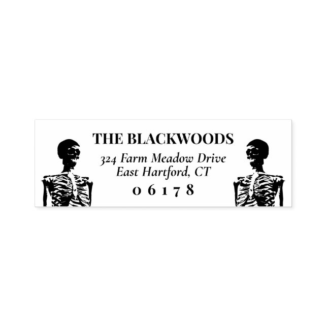Tampon Auto-encreur Skeletons Goth Halloween Nom et adresse de retour (Design)